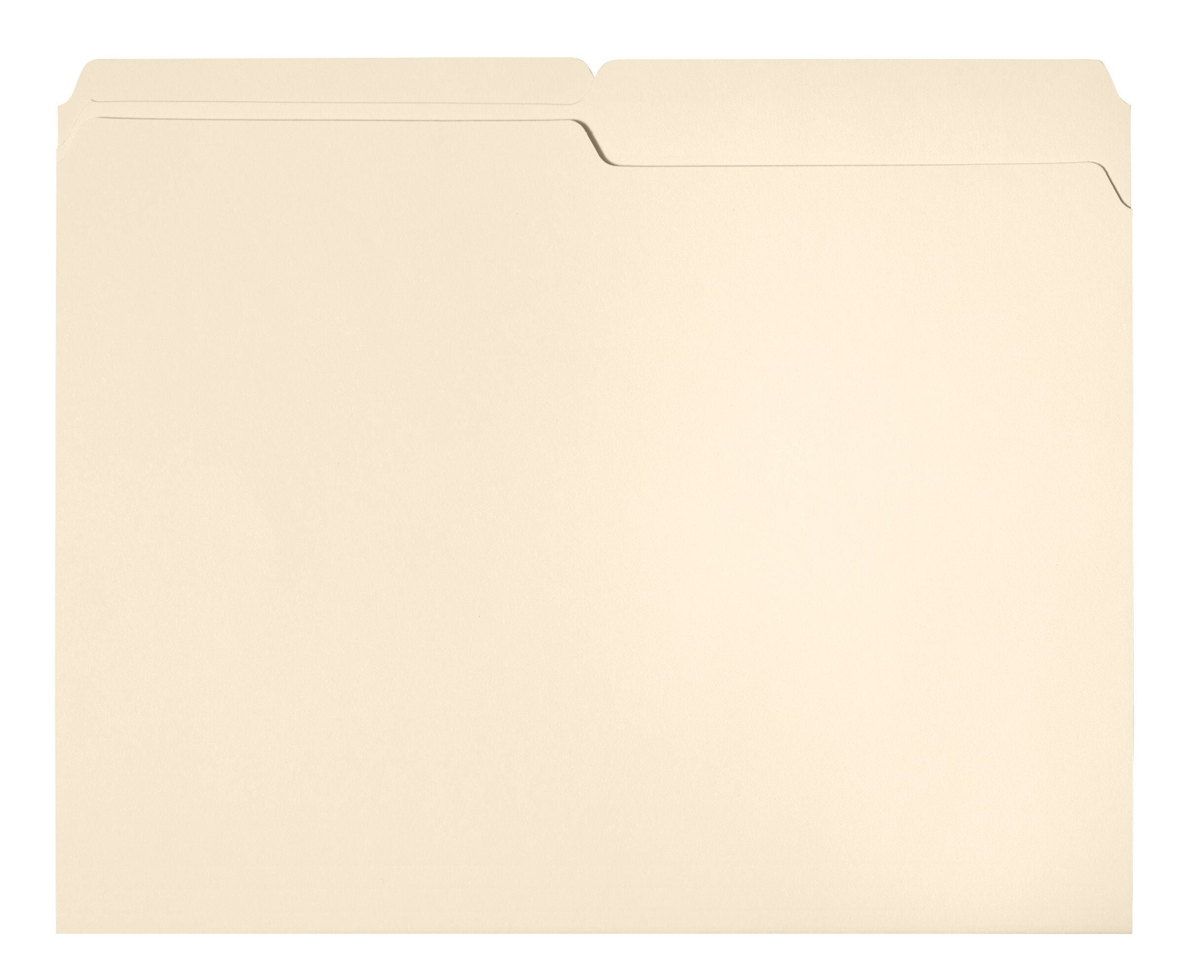 School Smart Manila File Folders, Letter Size, 1/2 Cut Tabs, Pack of 100 015738